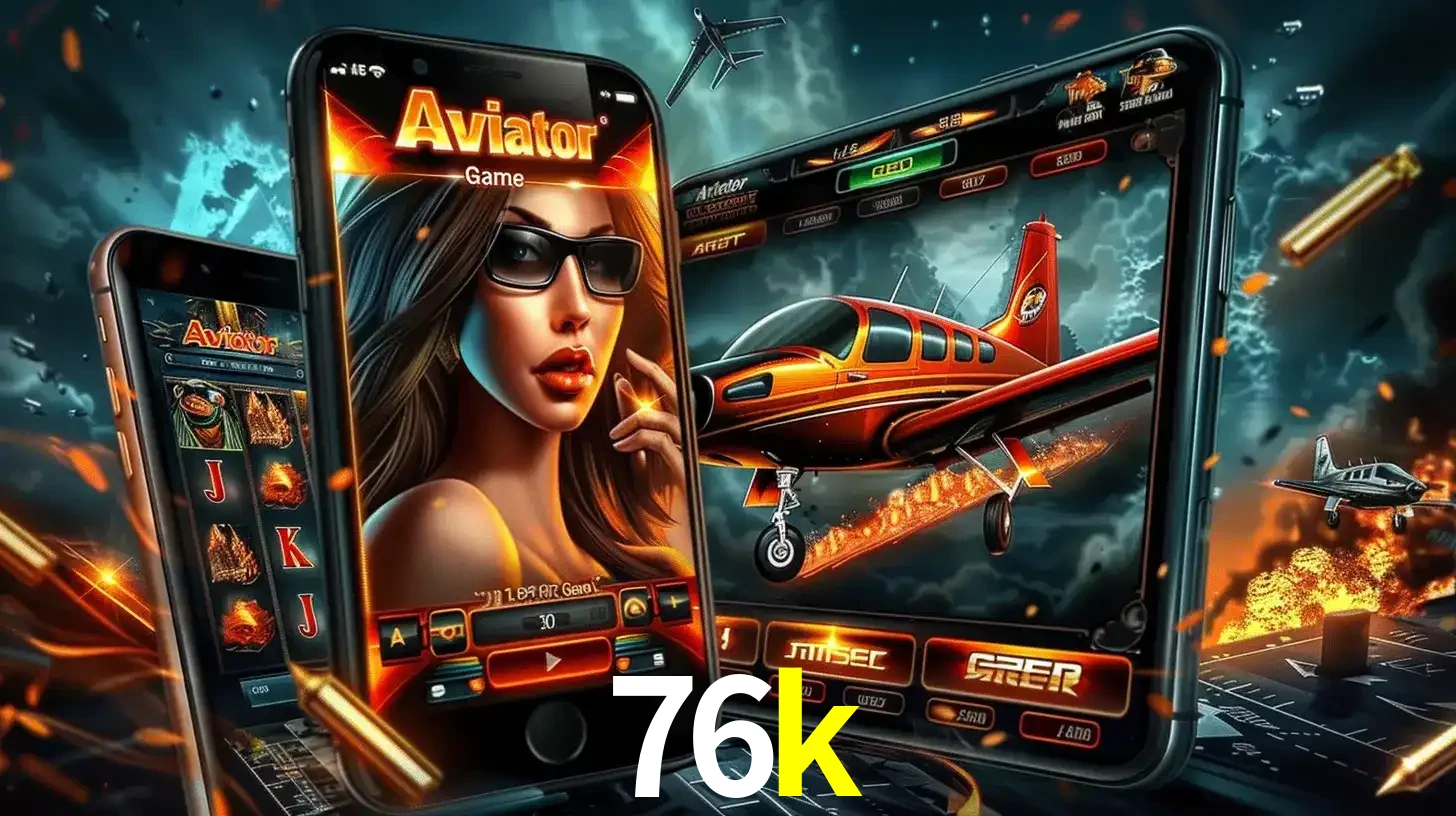 O popular jogo de apostas Aviator exibido em vários celulares e tablets, mostrando a interface emocionante e a ação de voo disponíveis para jogar agora no 76k.