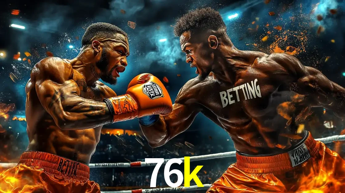 Dois boxeadores em uma luta intensa e explosiva, representando a adrenalina e as oportunidades de apostas em esportes de combate disponíveis na plataforma 76k.