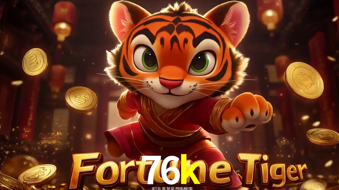 O carismático mascote do jogo de slot Fortune Tiger, um tigre fofo em pose de artes marciais, pronto para trazer sorte e multiplicadores de ganhos no cassino online 76k.